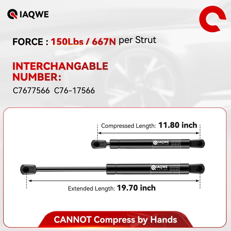 IAQWE 150Lbs/667N 20 Inch Gas Spring Struts Lift Support for RV Bed Tonneau Cover Floor Hatch Heavy-Duty Outdoor Box King Bed Canopy Camper Window Set of 2 by IAQWE - Image 2